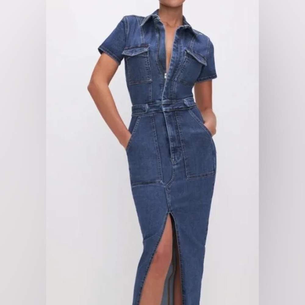 Good American denim maxi dress short sleeve sz. 2XL